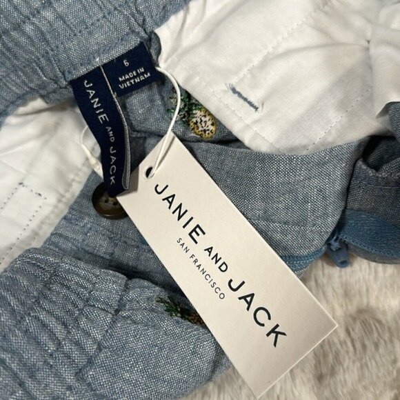 Janie and Jack Embroidered Pineapple Linen Shorts size 6-12 months NEW Hawaiian - Picture 9 of 12